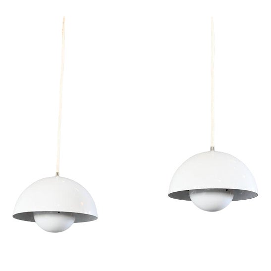 Flowerpot VP1 Pendant Lights from Verner Panton 1960s, Set of 2 For Sale