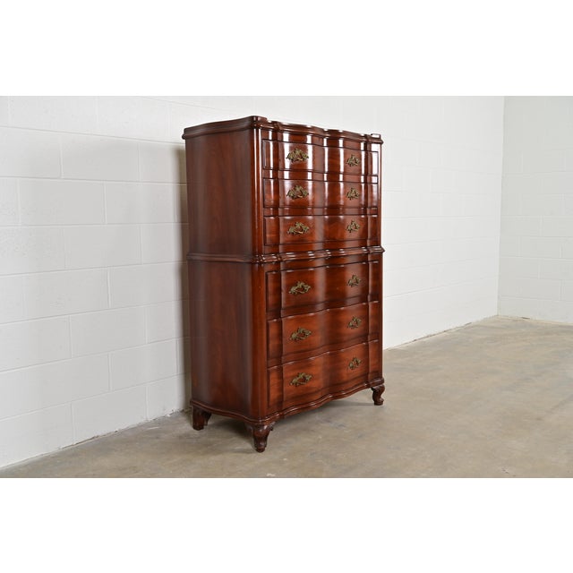John Widdicomb French Provincial Louis XV Solid Mahogany Highboy Dresser, Circa 1940s For Sale In South Bend - Image 6 of 14