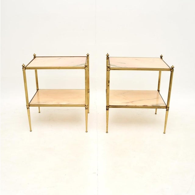 A superb pair of vintage French brass and marble side tables, dating from the 1960’s. The quality is outstanding, they are...