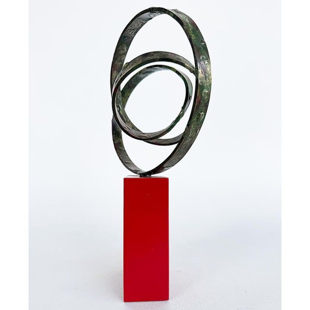 Late 20th Century Late 20th Century Small Organic Biomorphic Patinated Ribbon Sculpture on a Plinth For Sale - Image 5 of 6