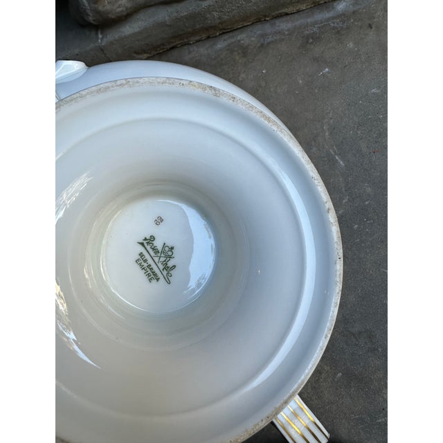 Rosenthal Antique Rosenthal Selb-Bavaria “Empire” Pedestal Bowl With Ram Mask Handles & Pink Rose Garland For Sale - Image 4 of 6