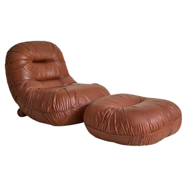 Italian 'Tumble' Lounge Chair + Ottoman by Adriano Piazzesi from Tre D, 1973 For Sale