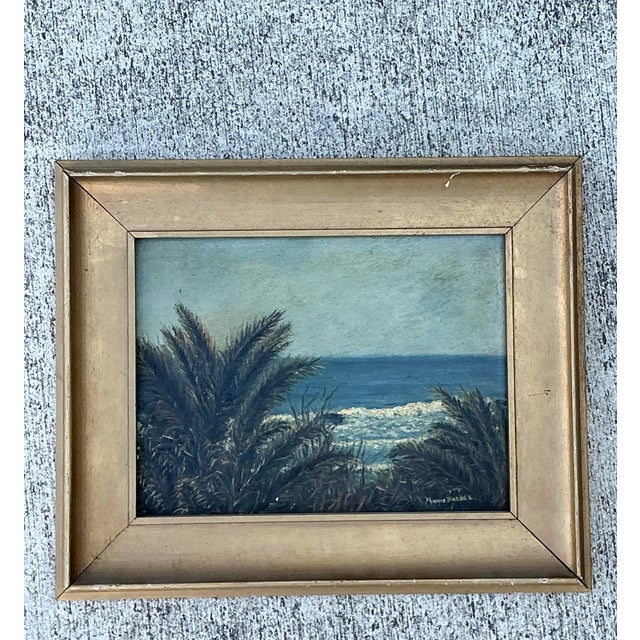 Wood Vintage Original Seascape Oil Painting For Sale - Image 7 of 12