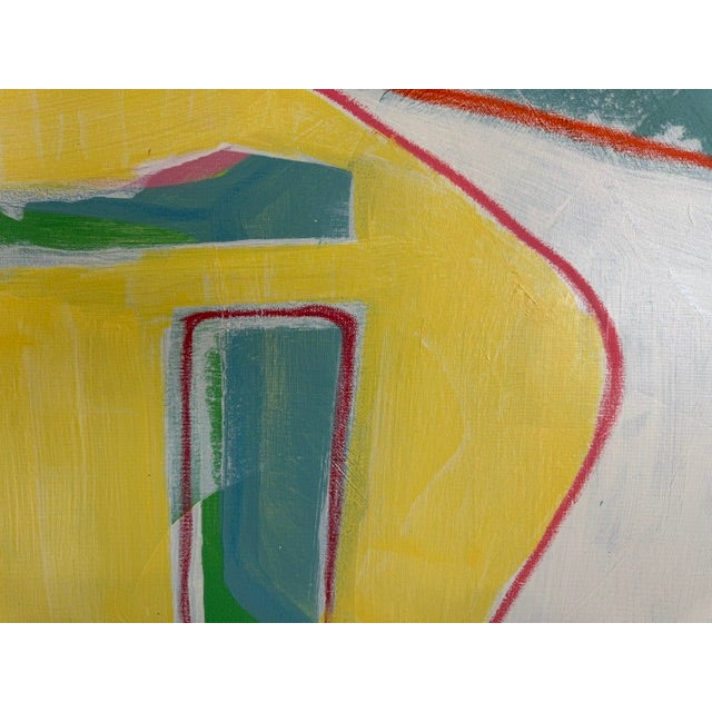 Large Contemporary Abstract Acrylic Painting – Sunny Yellow & Teal Mosaic Expressionism For Sale - Image 11 of 11