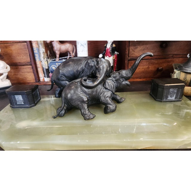 Onyx Elephant Ink Well Desk Set For Sale - Image 8 of 12