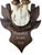 Roe deer trophy on wood plaque with carved leaves