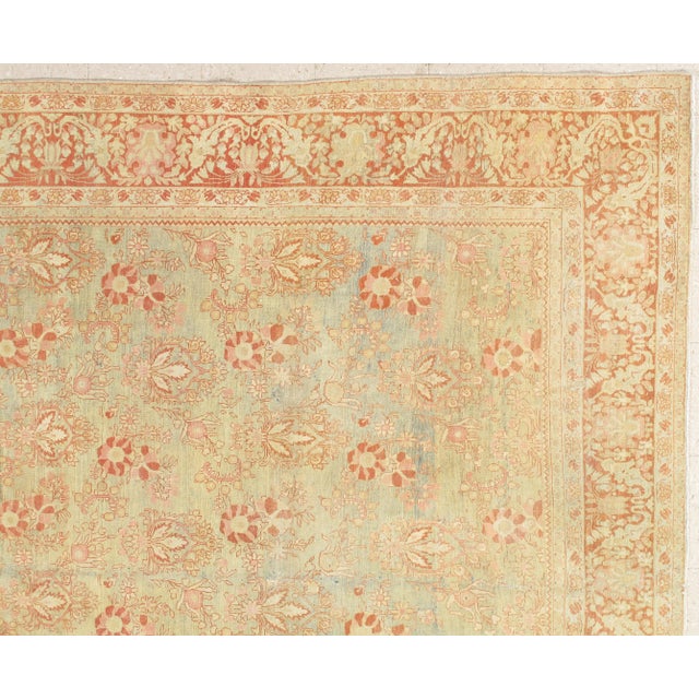 Early 20th Century Antique Mahal Handmade Oriental Yellow & Orange Rug For Sale - Image 5 of 12