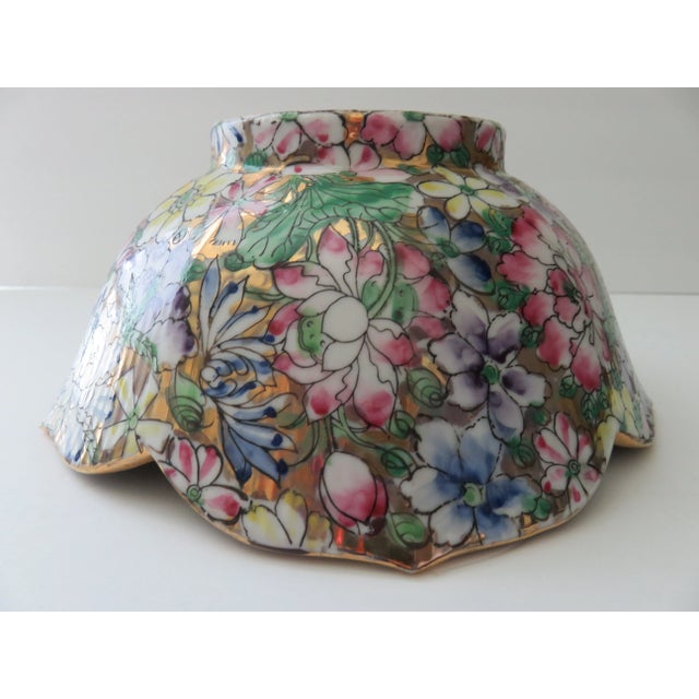 1950s Japanese Porcelain Signed Vase Mille Fleur Gold Guild Made in Hong Kong For Sale - Image 4 of 10