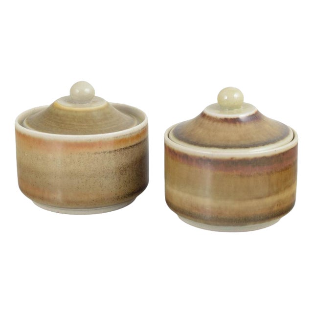Vintage Lidded Jars in Stoneware by John Andersson for Höganäs, 1970s, Set of 2 For Sale