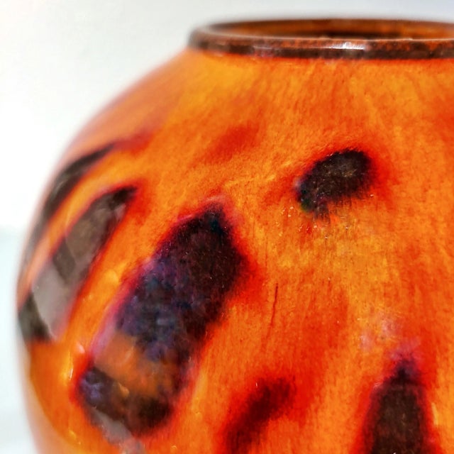 Orange Elly & Wilhelm Kuch Studio Pottery Orb Vase For Sale - Image 9 of 12