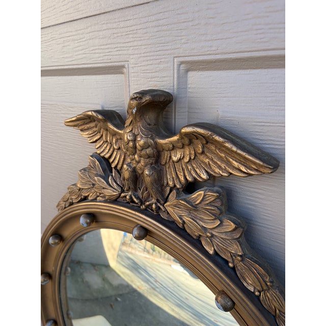 American Federal Giltwood Eagle Bullseye Convex Mirror For Sale - Image 13 of 15
