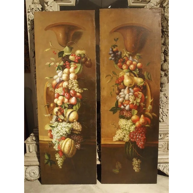 Tall Antique Italian Still Life Paintings, Circa 1900 - A Pair For Sale - Image 13 of 13