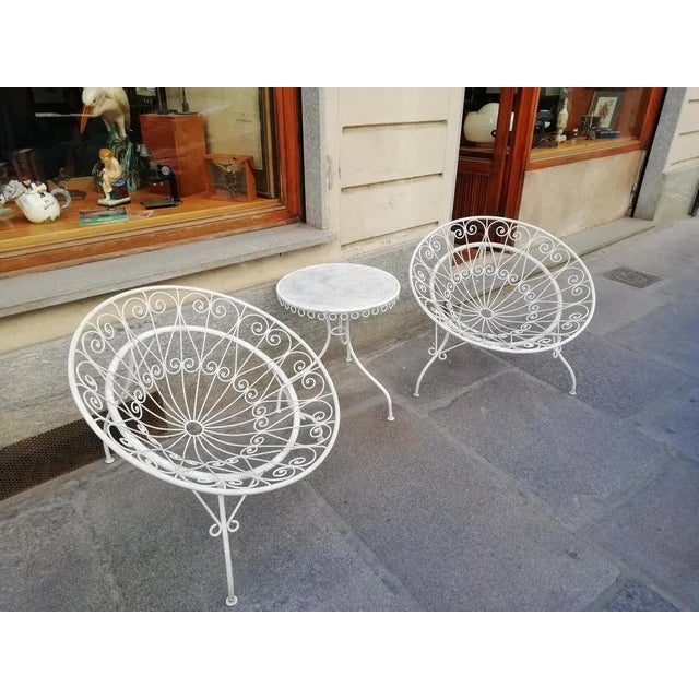Mathieu Matégot Tripod Armchairs with Table by Mathieu Mategot, 1950s, Set of 3 For Sale - Image 4 of 18