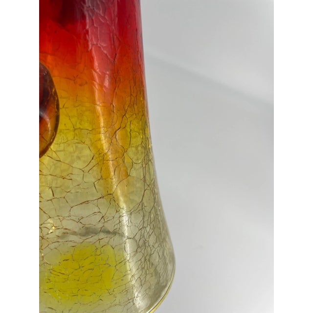 Red Mid Century Kanawha Crackle Glass Vase For Sale - Image 8 of 9