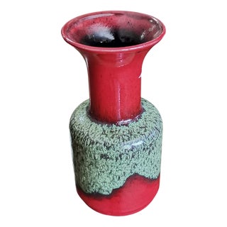Red and Green Ceramic Vase from Jasba, Germany, 1960 For Sale