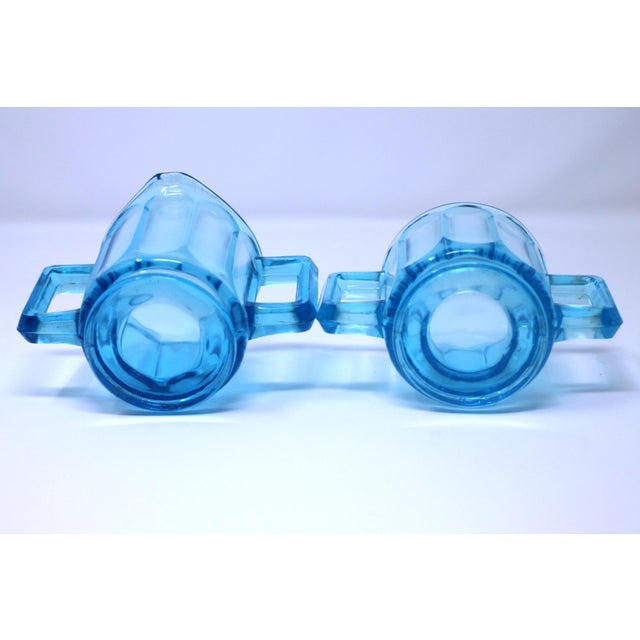1970s Vintage Tiara Exclusives Horizan Blue Sugar and Creamer Set For Sale - Image 5 of 5
