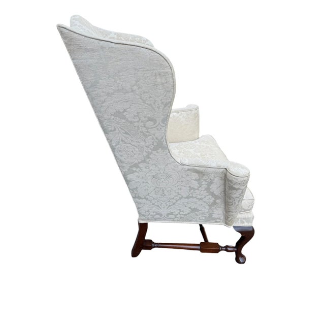 Quick Hits: Kittinger Colonial Williamsburg reproduction wingback chair Elegant white upholstery with subtle damask...