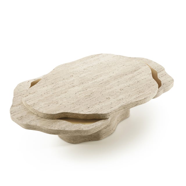 Contemporary Arizona Coffee Table in Travertine Stone by Insidherland For Sale - Image 3 of 11