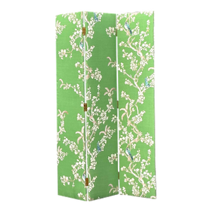 Vintage Regency Gracie Style Upholstered Three Panel Screen