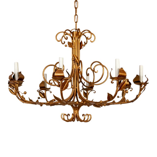 Late 20th Century Rose Gold 8-Light C-Curve Berry Chandelier For Sale