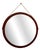 Large Vintage Round Teak Wall Mirror with Rope, 1970s For Sale
