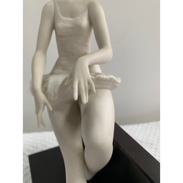 White Cybis Ballerina "On-Cue" Bisque Figurine on Wooden Base For Sale - Image 8 of 13