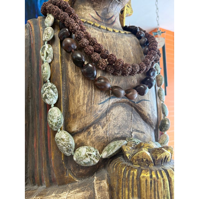 18th Century Tall Hand Carved Burmese Wood Buddha Sculpture For Sale - Image 9 of 10