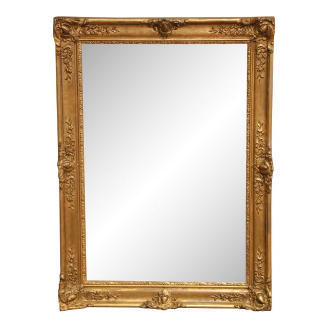 Antique Giltwood Wall Mirror, Louis XV Style, Hand-Carved, 1880 For Sale