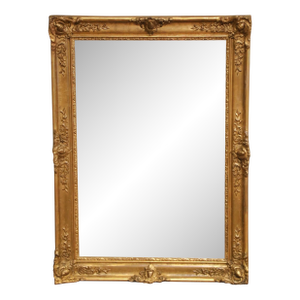 Antique Giltwood Wall Mirror, Louis XV Style, Hand-Carved, 1880