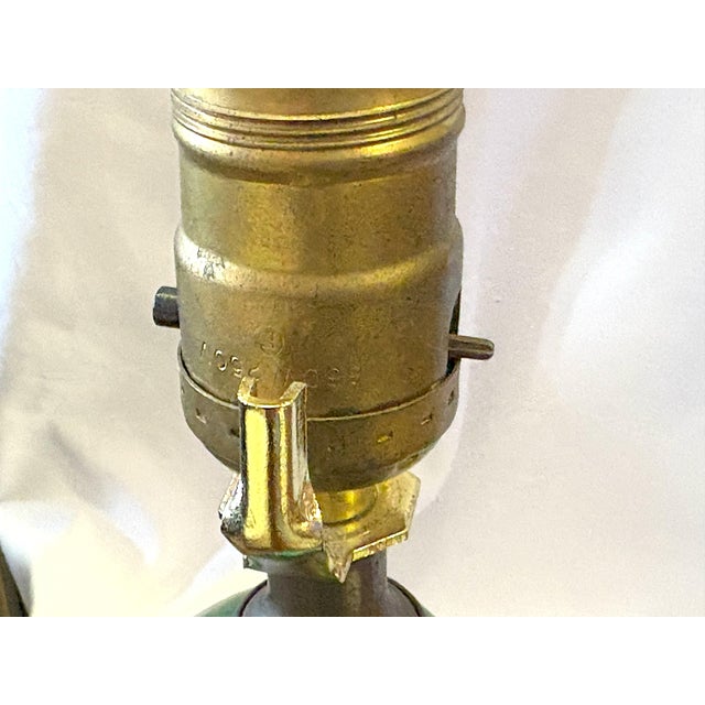 Mid Century Modern Royal Haeger Style Green-Blue Drip Glaze Ceramic Lamps- A Pair For Sale - Image 12 of 12