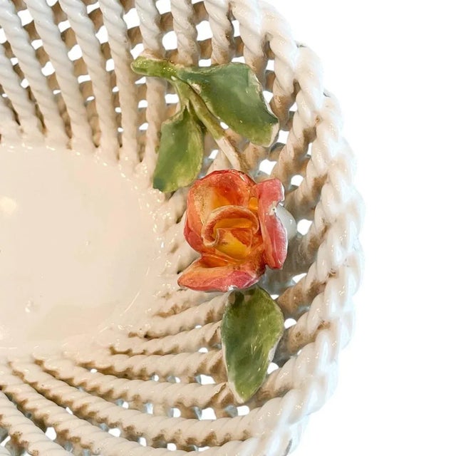 Early 20th Century Mid-Century Italian Braided Ceramic Basket For Sale - Image 5 of 9