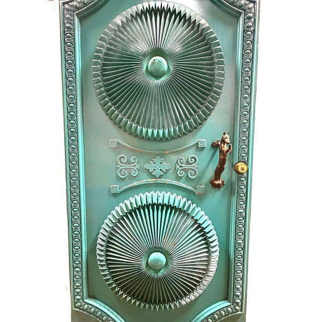 1950s Mid-Century Hollywood Regency Grand Turquoise Door With Custom Handles For Sale - Image 5 of 7