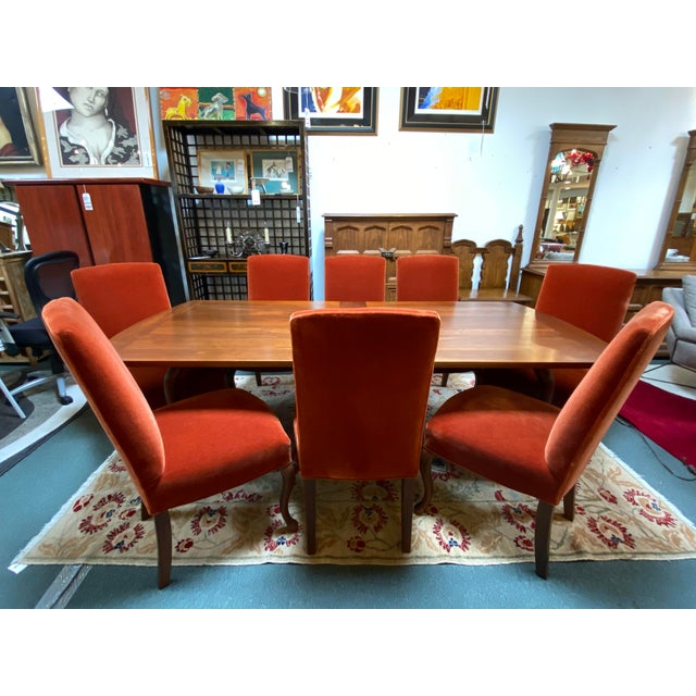 Custom Mohair Walnut Dining Room Chairs Set Of Eight Chairish