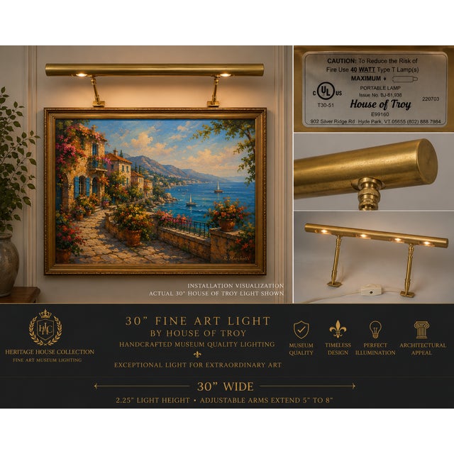 Vintage House of Troy Adjustable Gallery Picture Light – Gold/Brass-Tone Finish For Sale - Image 15 of 15
