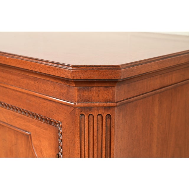 Brown Henredon French Regency Louis XVI Carved Walnut Sideboard Credenza or Bar Cabinet, Circa 1960s For Sale - Image 8 of 15
