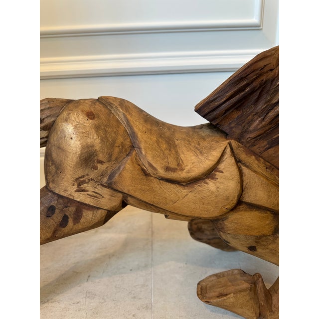 Vintage 28” Handcarved Wood Horse Sculpture For Sale - Image 9 of 11