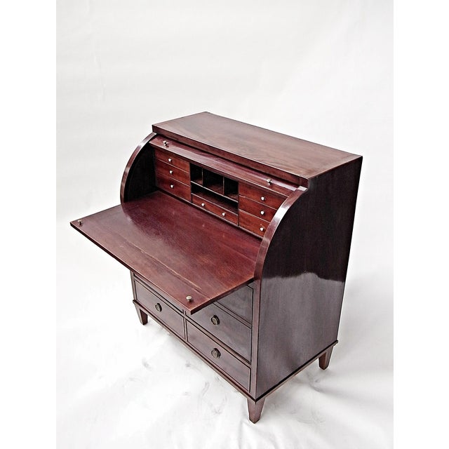 Gold English Cylinder Secretaire in Polished Mahogany, 1890s For Sale - Image 8 of 18