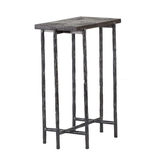 Grey Smoke Slate Side Table 16" For Sale - Image 4 of 4