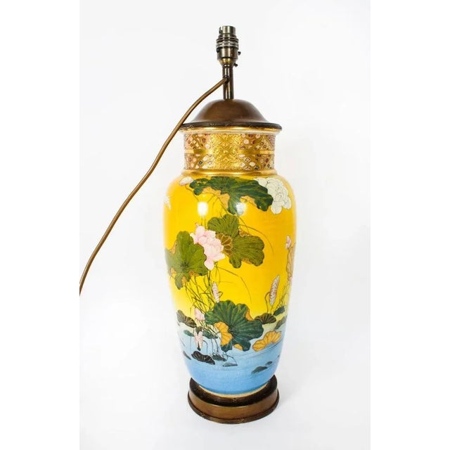 A beautiful large pair of Japanese Satsuma baluster vases by Taizan, Meiji era, (1868-1912) converted to lamps, dating...