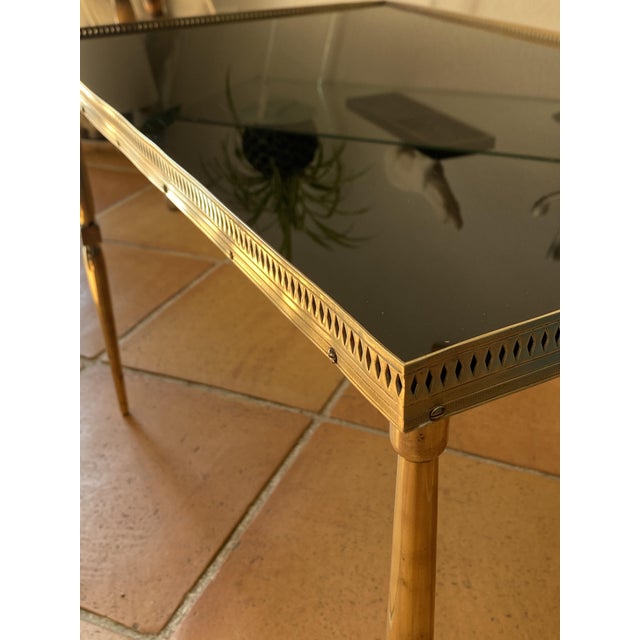 Coffee Table in Brass with Black Glass Top, 1930s For Sale - Image 4 of 18