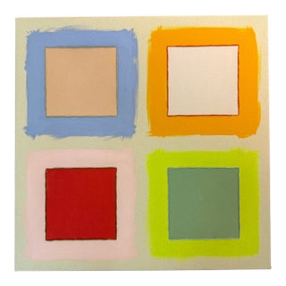 Original Painting | Colorful Squares Color Field Painting, 20 X 20 In. For Sale