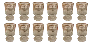 Gilt Crystal Footed Wine Glasses, 1920s, Set of 12
