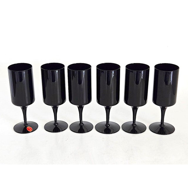 Black 1970s Water Goblets in Nocturne Black by Seneca Glass, Set of 6 For Sale - Image 8 of 15