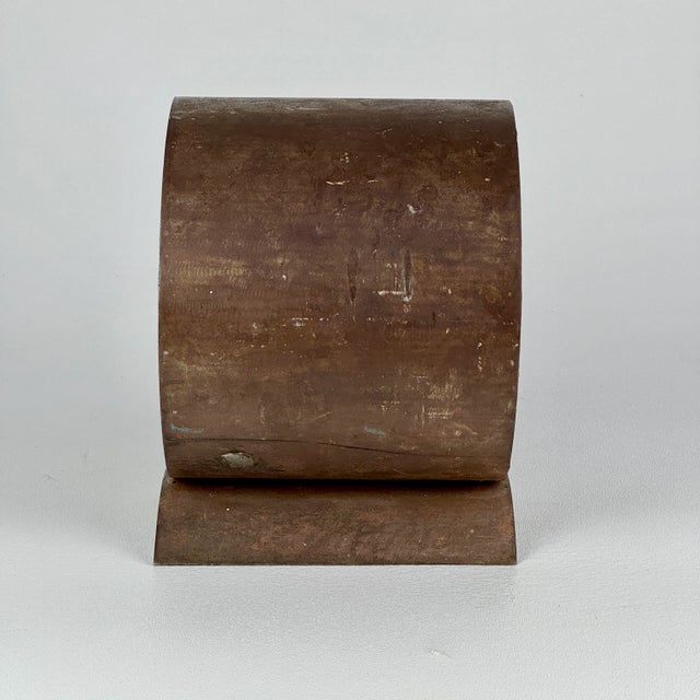 Metal Vintage Rusty Steel Metal Cylindrical Tabletop Art Sculpture - After Richard Serra For Sale - Image 7 of 11