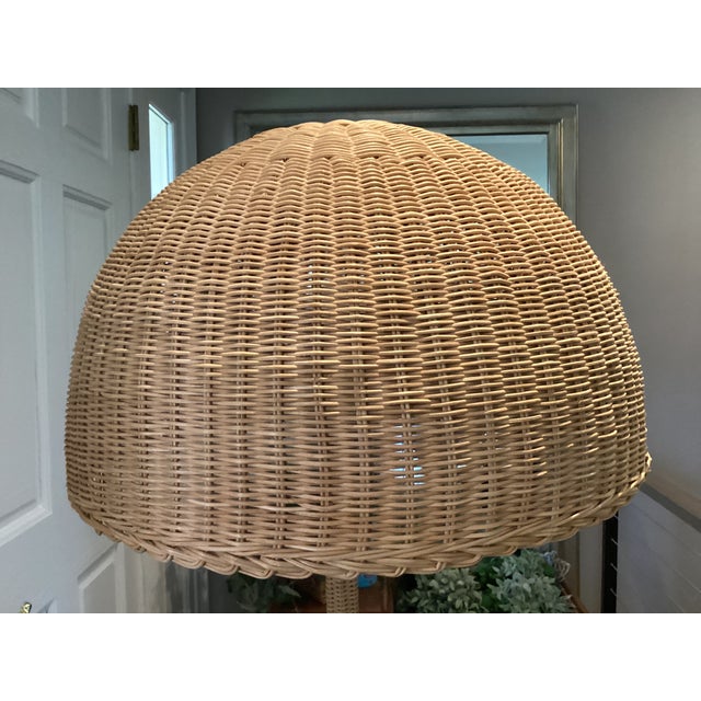 Beige Vintage Rattan Umbrella Shaped Floor Lamp For Sale - Image 8 of 12