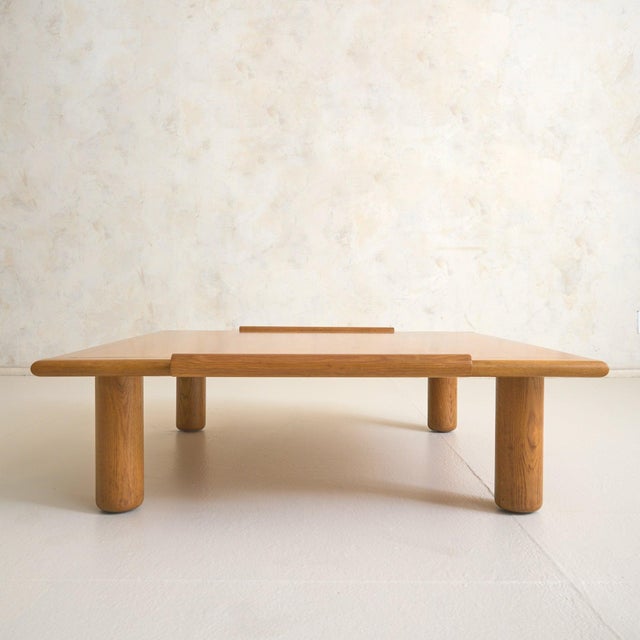Mid 20th Century Vintage Italian Solid Oak Square Coffee Table For Sale - Image 5 of 11