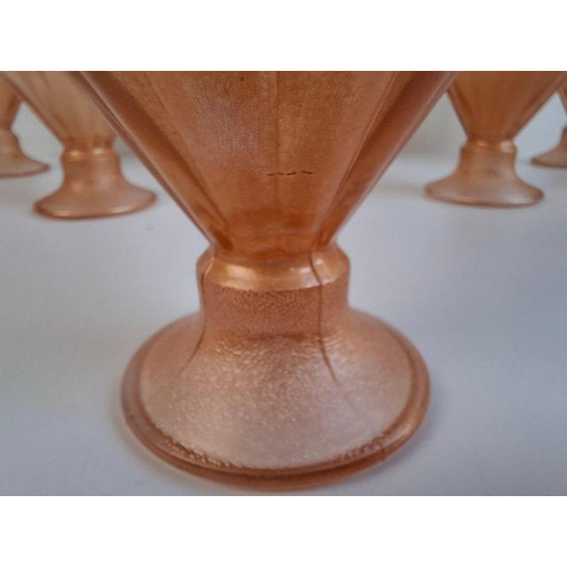 rt Deco Pink Rosaline Glass Dessert Bowls, Former Czechoslovakia, 1930s, Set of 6 For Sale - Image 4 of 18