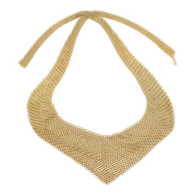 Vintage Tiffany & Co. Peretti 20k Yellow Gold Mesh Bib Scarf Necklace For Sale