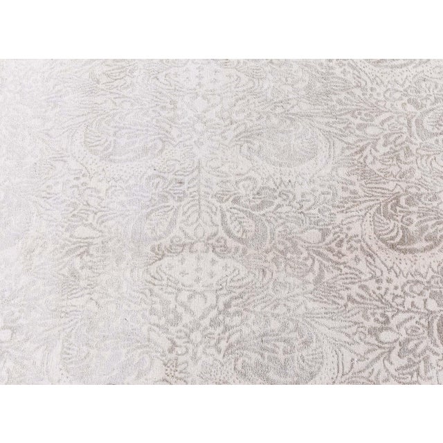 Contemporary Damask Tonal Arabesque Gray With Taupe Silk Carpet "Hush" For Sale - Image 10 of 11