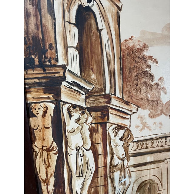 Italian 1960s Painted Paneled Screen of an Italian Scene For Sale - Image 3 of 7